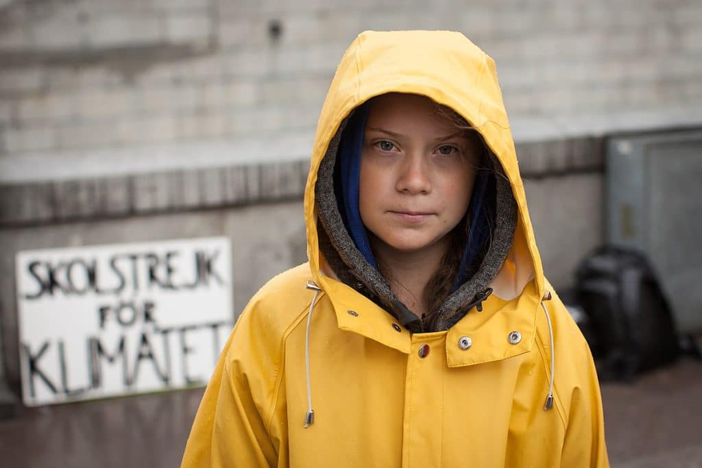 Greta Thunberg devant le parlement suédois