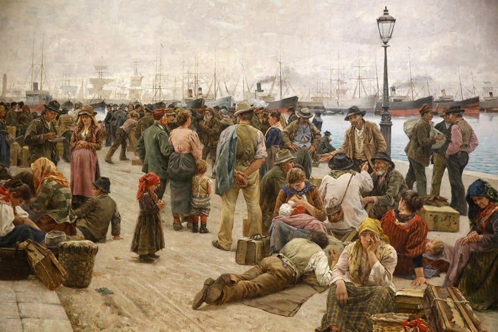 Musée d'Art Moderne, Rome. Angiolo Tommasi. Les émigrés 1896.