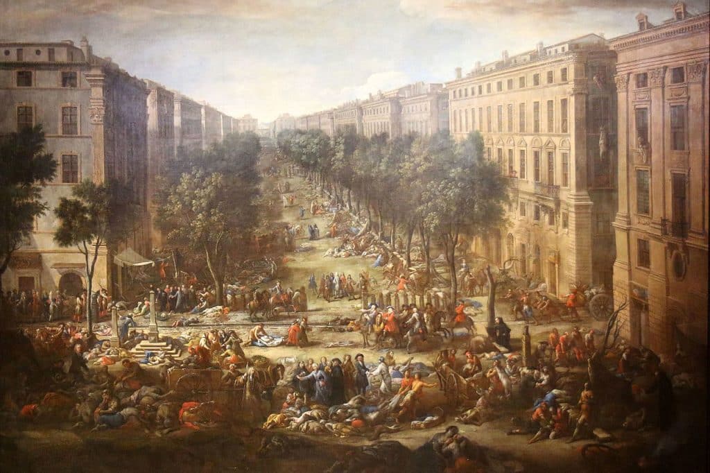 Vue du Cours Belsunce pendant la peste de 1720, Michel Serre (1721).