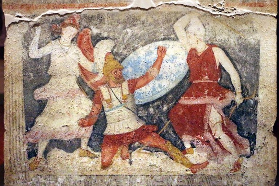 Bataille entre les Grecs et les Amazones par un artiste inconnu, v. 350 avant JC