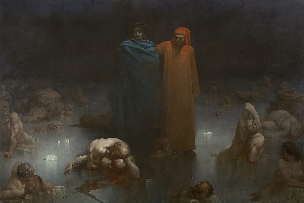 « Dante et Virgile dans le neuvième cercle de l'Enfer » par Gustave Doré, 1861