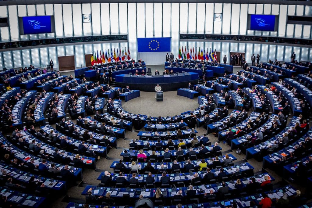 Visite du pape François au Parlement européen de Strasbourg.