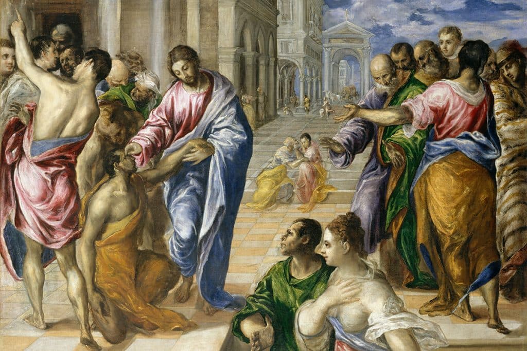 « Le Christ guérissant l'aveugle » par El Greco, vers 1570
