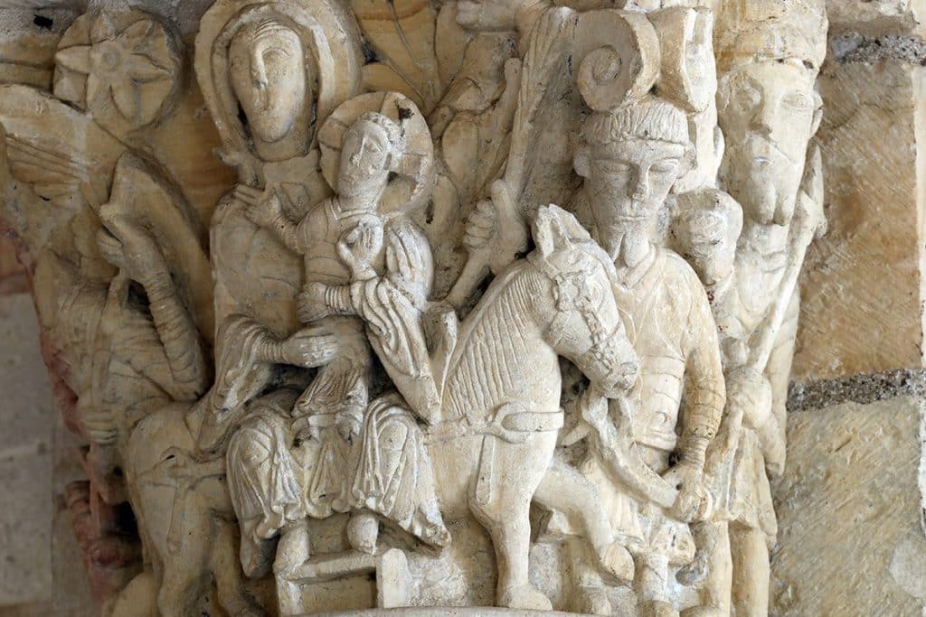 Sainte Famille, fuite en Égypte, Abbaye de Fleury, Saint-Benoît-sur-Loire.