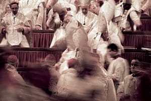 Des Pères conciliaires lors de Vatican II (1962-1965).