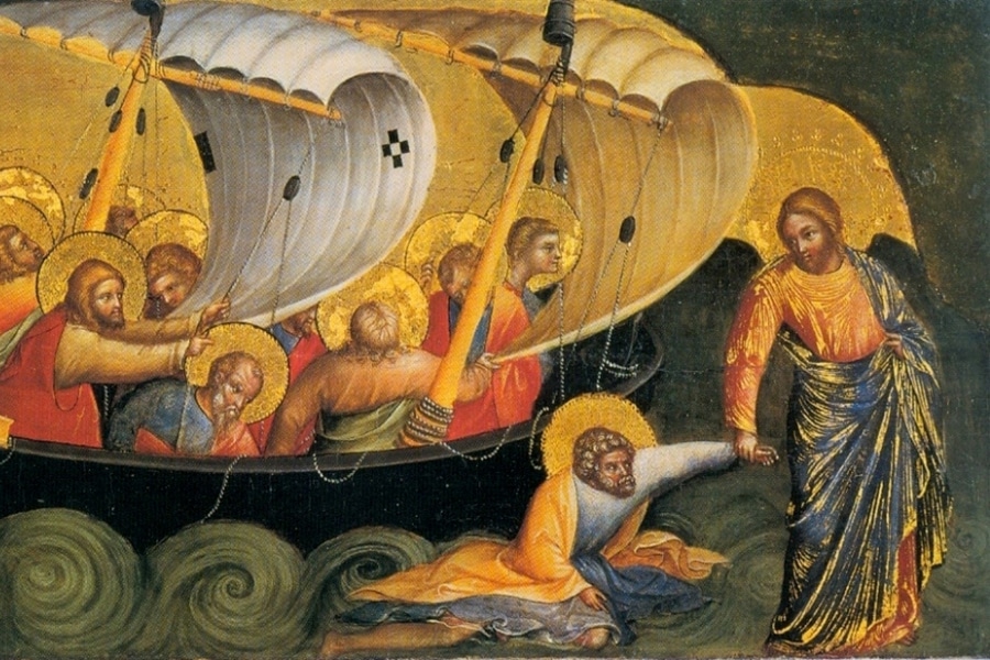 Le Christ sauvant Pierre de la noyade, Lorenzo Veneziano, v. 1370.
