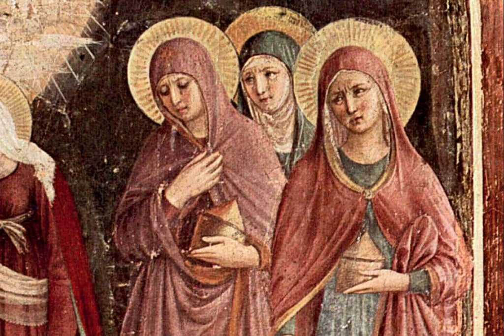 Les trois Maries, détail de La Résurrection du Christ, entre 1437 et 1445, Fra Angelico, couvent de San Marco, Florence.