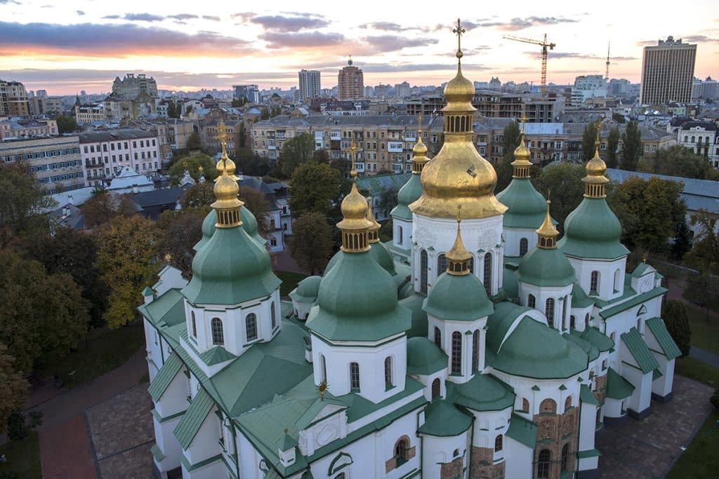 Les dômes de la cathédrale Sainte Sophie, Kiev.