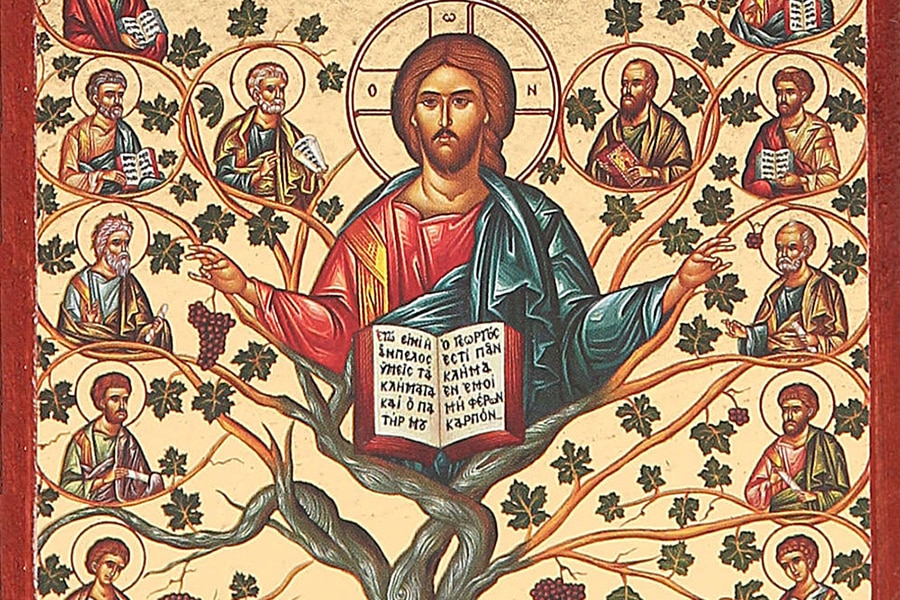 Icône de Jésus la Vraie Vigne ou l'arbre de Jessé.