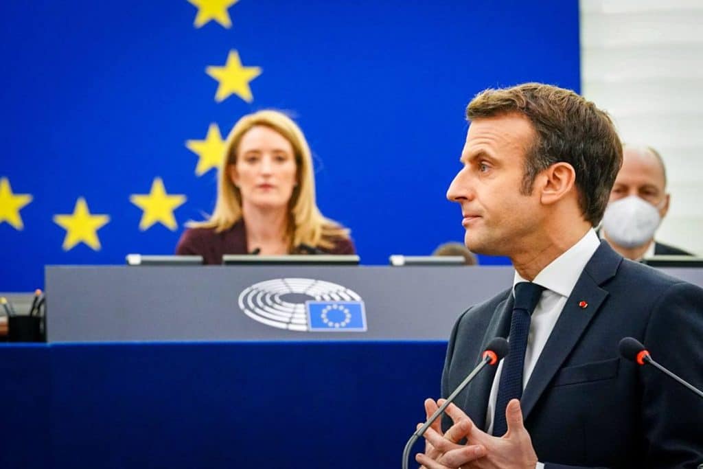 Emmanuel Macron, 9 janvier 2022, Parlement européen à Strasbourg.