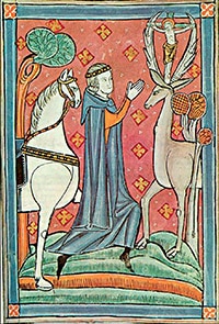 Le miracle de saint Eustache, miniature du XIIIe siècle.