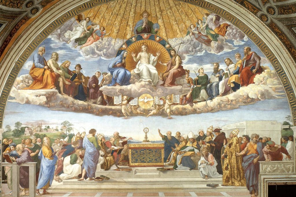 La dispute du Saint-Sacrement, 1509-1510, Raphaël, fresque.