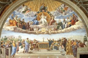 La dispute du Saint-Sacrement, 1509-1510, Raphaël, fresque.