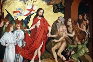 Le Christ tire Adam et Ève de la tombe, XVe s., Martin Schongauer, Colmar.