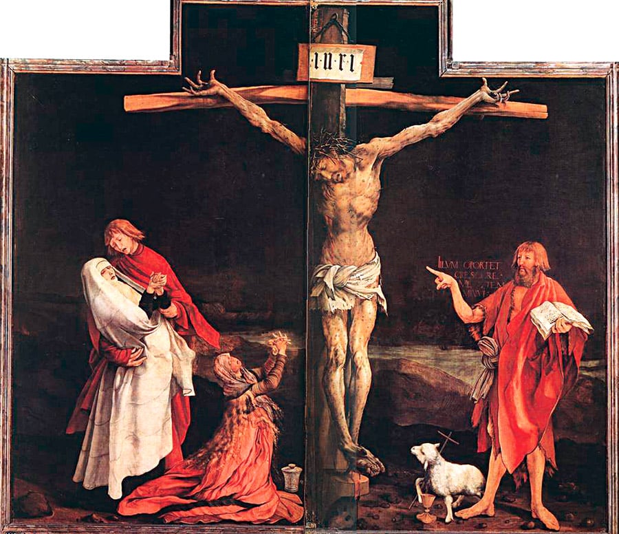 La Crucifixion, entre 1512 et 1516, Matthias Grünewald, musée Unterlinden, Colmar.