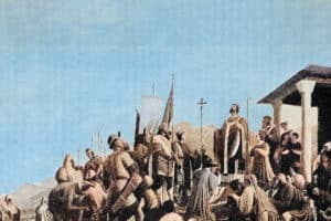 Bénédiction de l'armée frioulane-slave par le patriarche Paulin II d'Aquilée avant la guerre contre les Avars.
