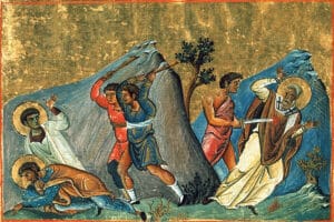 Martyrs sous le roi Sapor.. Image du Ménologe de Basile II.